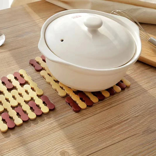 3 Pcs Kitchen Durable Bamboo Insulation Pad Set - Beige - Shop N Save