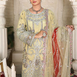 3 Piece Fancy Embroidery Dress - Stylish Light Weight Chiffon Organza Fabric Suit Indian Pakistani Fancy Embroidered Dress For Events Party Outdoor Dress - Green - Shop N Save