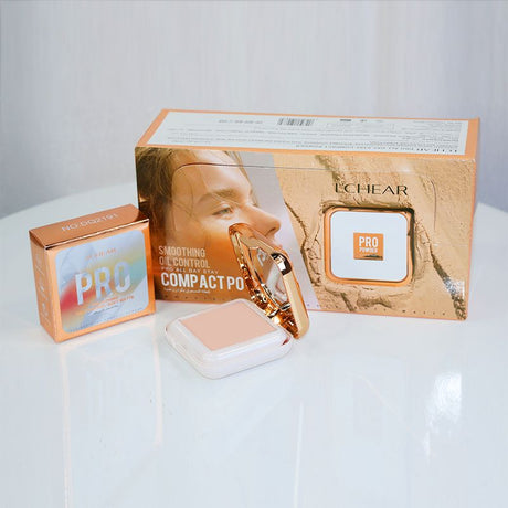 1 Pcs L'chear Smoothing Oil Control Pro All Day Stay Compact Face Powder  - Matte - Glitter Light Nude & Dark Nude (2)