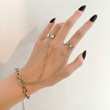 Chain Ring Female Adjustable Conjoined Open Joint Ring Silver