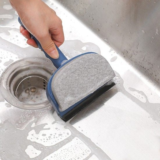 Double Sided Sponge Bathroom Kitchen Bathtub Wiper Brush - Blue - Shop N Save