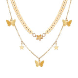 Star &amp; Butterfly Layered Necklaces: Fashion Alloy for Women's - Shop N Save