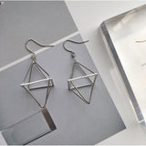 Fashion Triangle Geometric Stereo Contracted Pendant Earrings - Silver