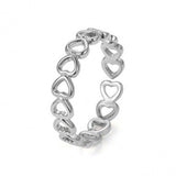 Fashion Cute Hollow Heart Stainless Steel Romantic Ring Silver