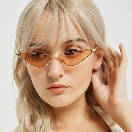 Fashion Triangular Lens Metal Frame Sunglasses - Light Brown - Shop N Save