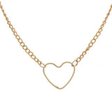 Hollow Heart-Shaped Heart Short Chain Necklace Golden