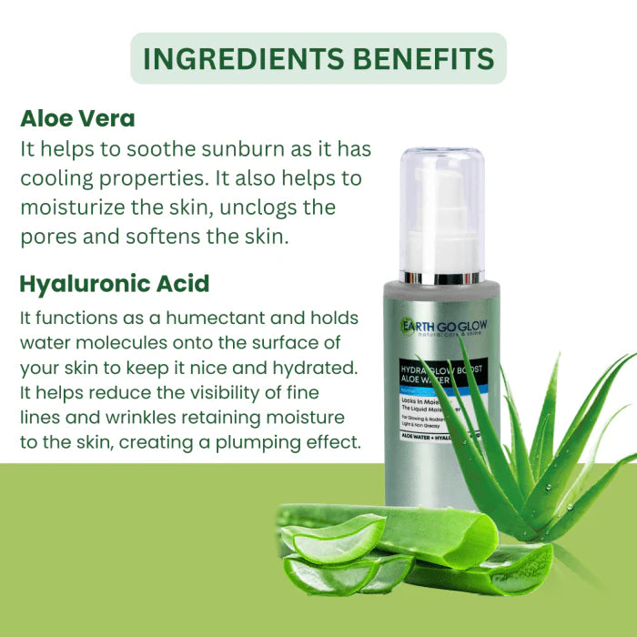 EARTH GO GLOW ALOE VERA & HYALURONIC ACID LIQUID FACE MOISTURIZER (100ml) - Shop N Save