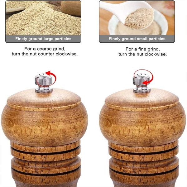 Adjustable Wooden Salt And Pepper Swivel Grinder Mill - Black