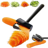 Fruit And Vegetable Spiral Manual Double Sided Peeler - Black