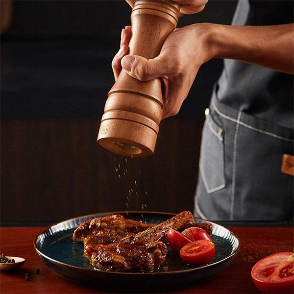 Adjustable Wooden Salt And Pepper Swivel Grinder Mill - Black