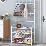 Multifunctional 4 Tiers Shoe Rack And Hat Coat Hanger - Black - Shop N Save