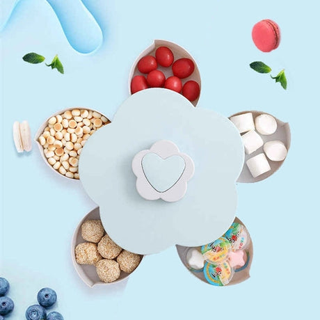 Bloom Snack Petal Shape Rotating Fruit Nut Box - Blue - Much My