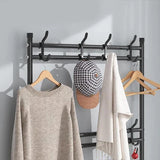 Multifunctional 4 Tiers Shoe Rack And Hat Coat Hanger - Black - Shop N Save