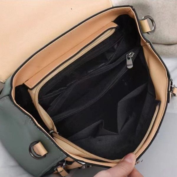 Versatile Contrast Handbag: Zip Closure, Adjustable Handle, Synthetic Leather - Shop N Save