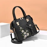 Black Floral Handbag: Chic Design, High Quality, Stylish Zipper Closure - Shop N Save