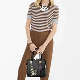 Black Floral Handbag: Chic Design, High Quality, Stylish Zipper Closure - Shop N Save