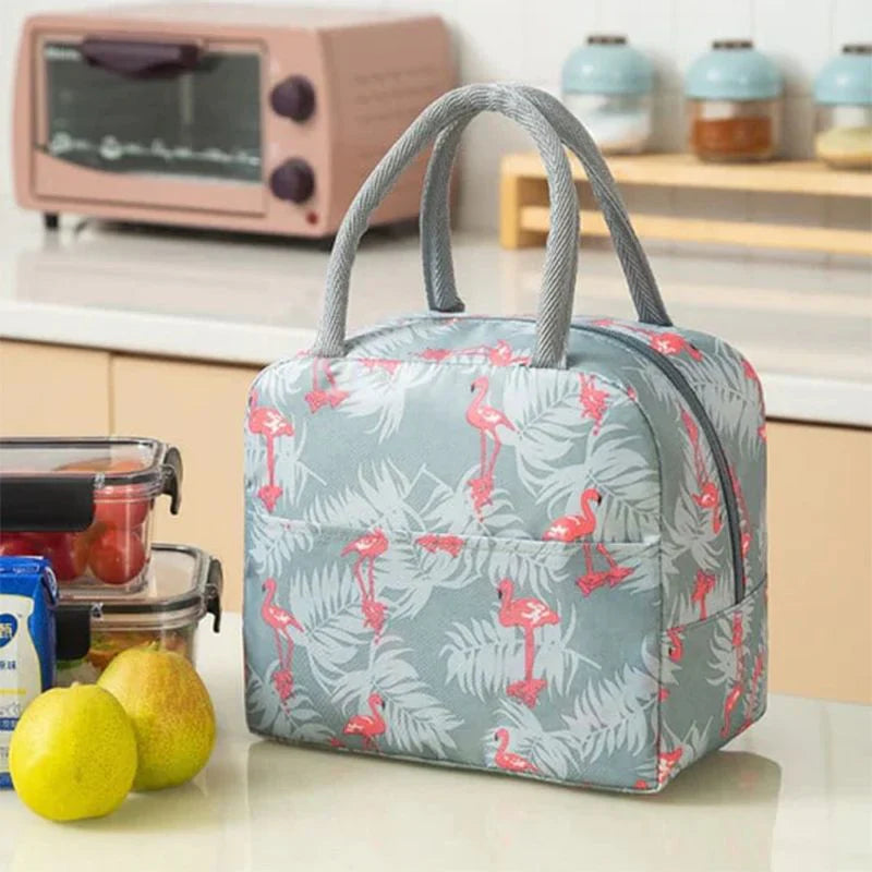 Flamingo Print Lunch Bag: Insulated, Double Handle, Stylish for Travel