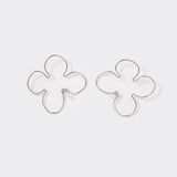 Yuan Bingyan Style Earrings - Hollow Flower, Pearl Inlay, Silver - Shop N Save