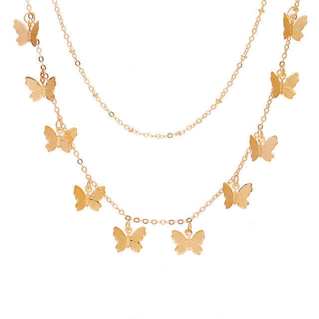 Bohemian Multilayer Necklaces - Gold Butterfly, Unisex Fashion - Shop N Save