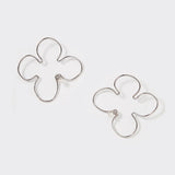 Yuan Bingyan Style Earrings - Hollow Flower, Pearl Inlay, Silver - Shop N Save