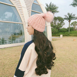 Cross-border foreign trade hat and wig in one natural fashion fluffy long curly hair Korean style hairstyle wig female long hair
