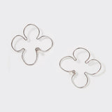 Yuan Bingyan Style Earrings - Hollow Flower, Pearl Inlay, Silver - Shop N Save