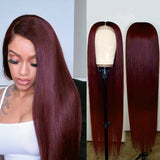Wig for women with long straight hair burgundy long hair European and American foreign trade export dyed chemical fiber headgear for women