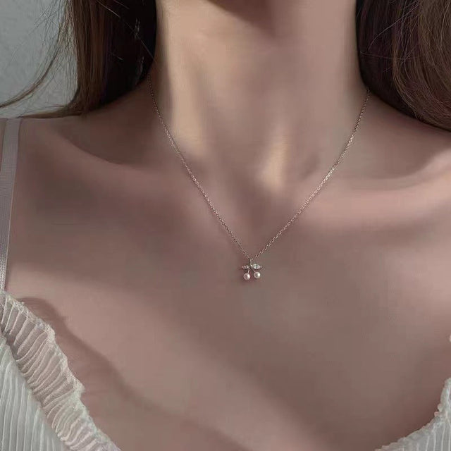 Pearl Cherry Necklace - 2023 Clavicle Chain, Ins Cold Style - Shop N Save