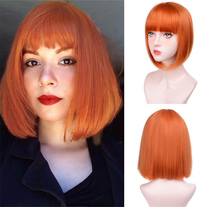 Black Bangs Wig - Short Straight Hair