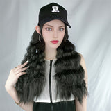Cross-Border Wig with Chemical Fiber Long Hair and Wool Roll Baseball Hat