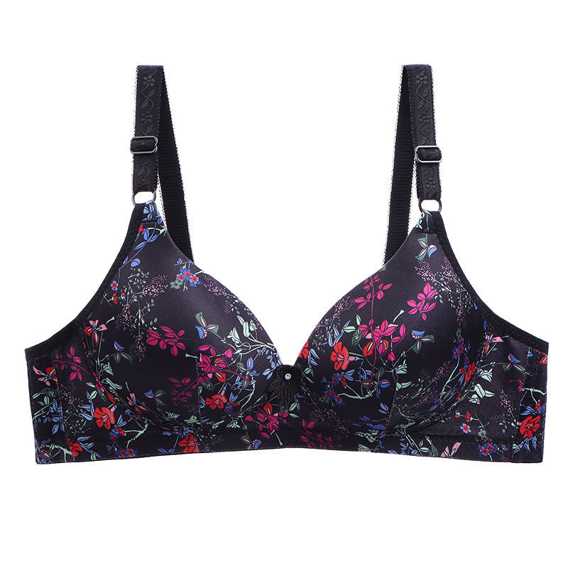 Middle-Aged And Elderly Mothers Bra Large Size Thin Section Without Steel Ring Full Cup - Leopard Multicolor