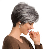 Short Straight Hair Wig - BlackWhite