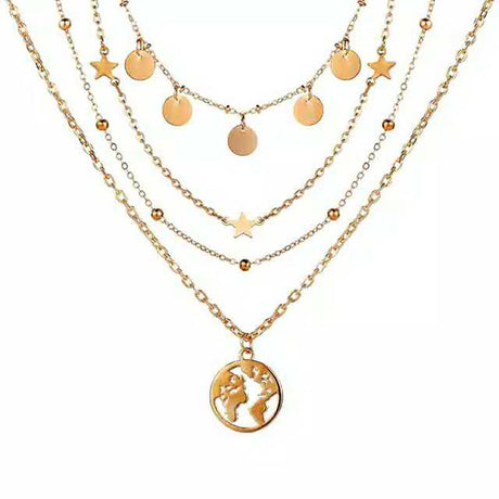 XP17 European Style Necklace - Fashion Long Metal Multi-Layer - Shop N Save