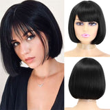 Black Bangs Wig - Short Straight Hair