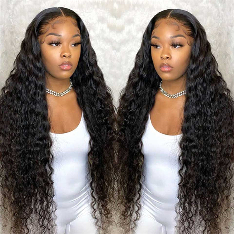 Black Curly Long Hair Lace Wig: High-Temperature Silk, Headgear
