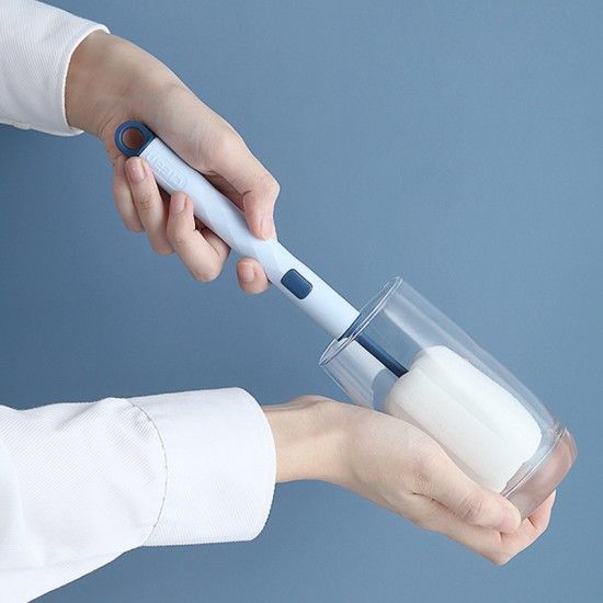 Silicone Long Handle Thermos Glass Cup Cleaning Brush - Blue - Shop N Save