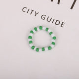 Summer Crystal Bead Rings Set For Women Bohemia Fresh Green White
