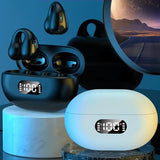 R15 LED Digital Display Ear Clip Wireless Noise Reduction Bluetooth Headphone (Black)