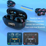 R15 LED Digital Display Ear Clip Wireless Noise Reduction Bluetooth Headphone (Black)
