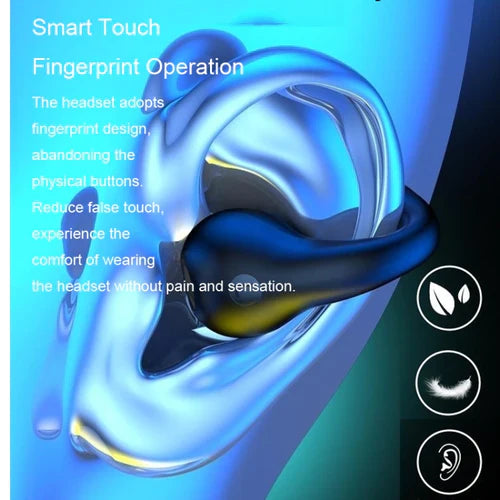 R15 LED Digital Display Ear Clip Wireless Noise Reduction Bluetooth Headphone (Black)