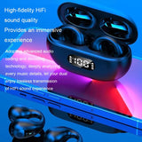 R15 LED Digital Display Ear Clip Wireless Noise Reduction Bluetooth Headphone (White)