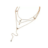 Vembley Gold Crystal Pendant: Multi-Layered Chain Necklace for Women - Shop N Save