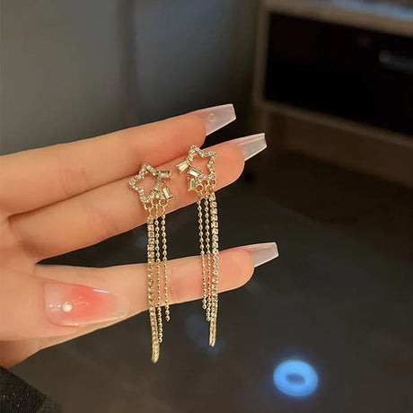 Golden Star Tassel Earrings: Chic and Elegant Statement Jewelry - Shop N Save