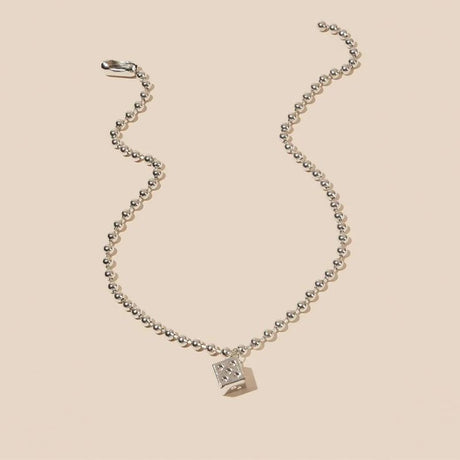 Sleek Cylindrical Bead Necklace - Minimalist Single-Piece Jewelry - Shop N Save