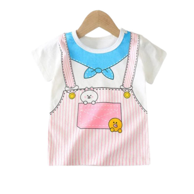New Born Pure Cotton Short-Sleeved T-Shirt 0-7 Months Old - Pink - Shop N Save