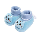 Soft Bottom New Born Knitted Cartoon Socks Shoes - Blue - Shop N Save