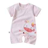 Pure Cotton Short-Sleeved Newborn Baby Jumpsuit - Pink - Shop N Save