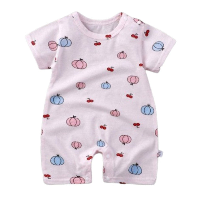 Pure Cotton Short-Sleeved Newborn Baby Jumpsuit - Pink - Shop N Save