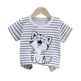 3-6 Months Infant Baby Boy T-Shirt - Newborn Baby Girls Cartoon Print Short Sleeves Round Neck T-Shirt For Kids - Black And White - Shop N Save