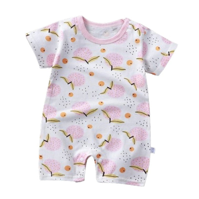Newborn pajamas pure cotton short-sleeved baby jumpsuit - White - Shop N Save